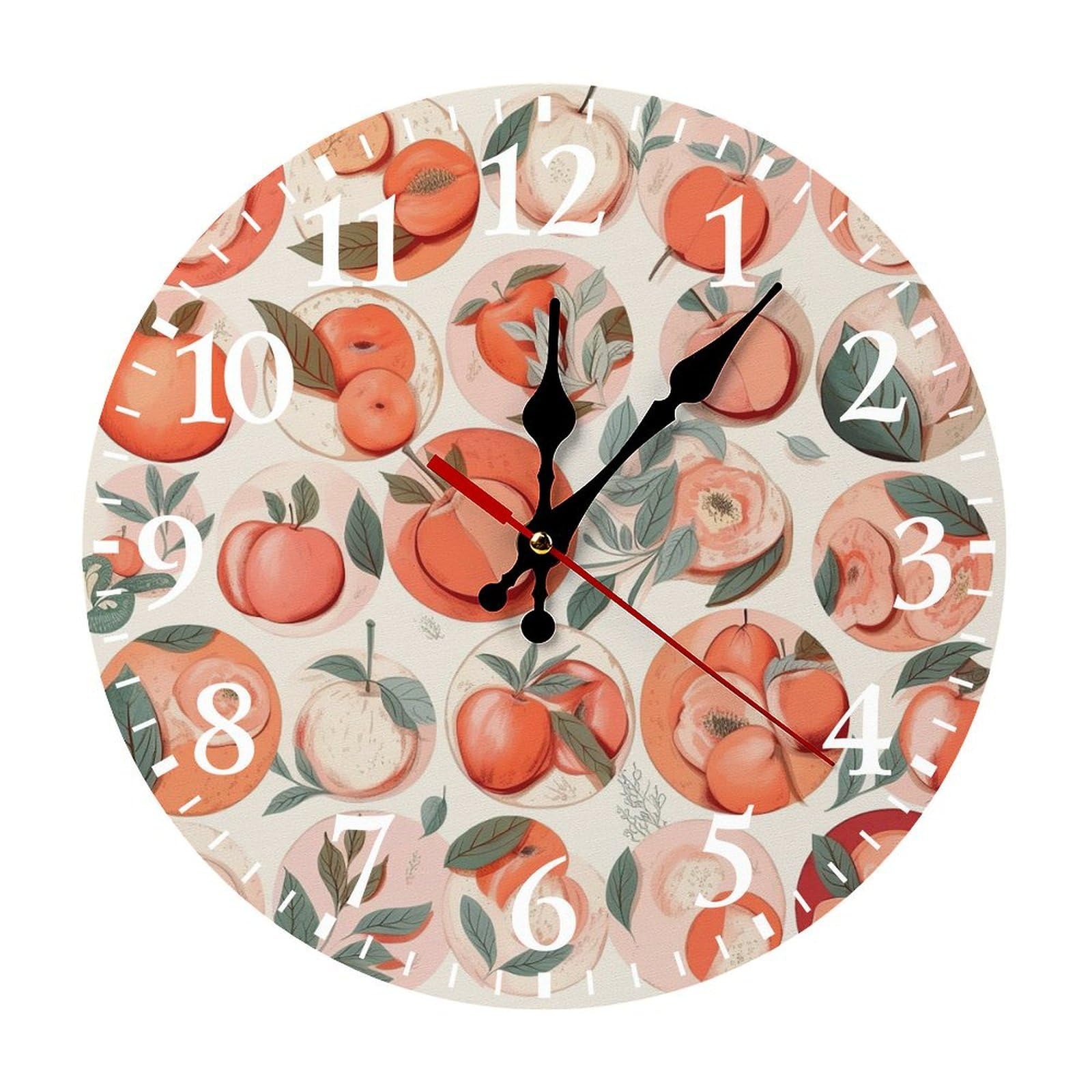 NTVOWPZO 10 Inch Wall Clock Round Peach Battery Operated Wall Clocks Silent Non-Ticking Round Wall Clock for Living Room Kitchen Home Office Wall Decorative Clock
