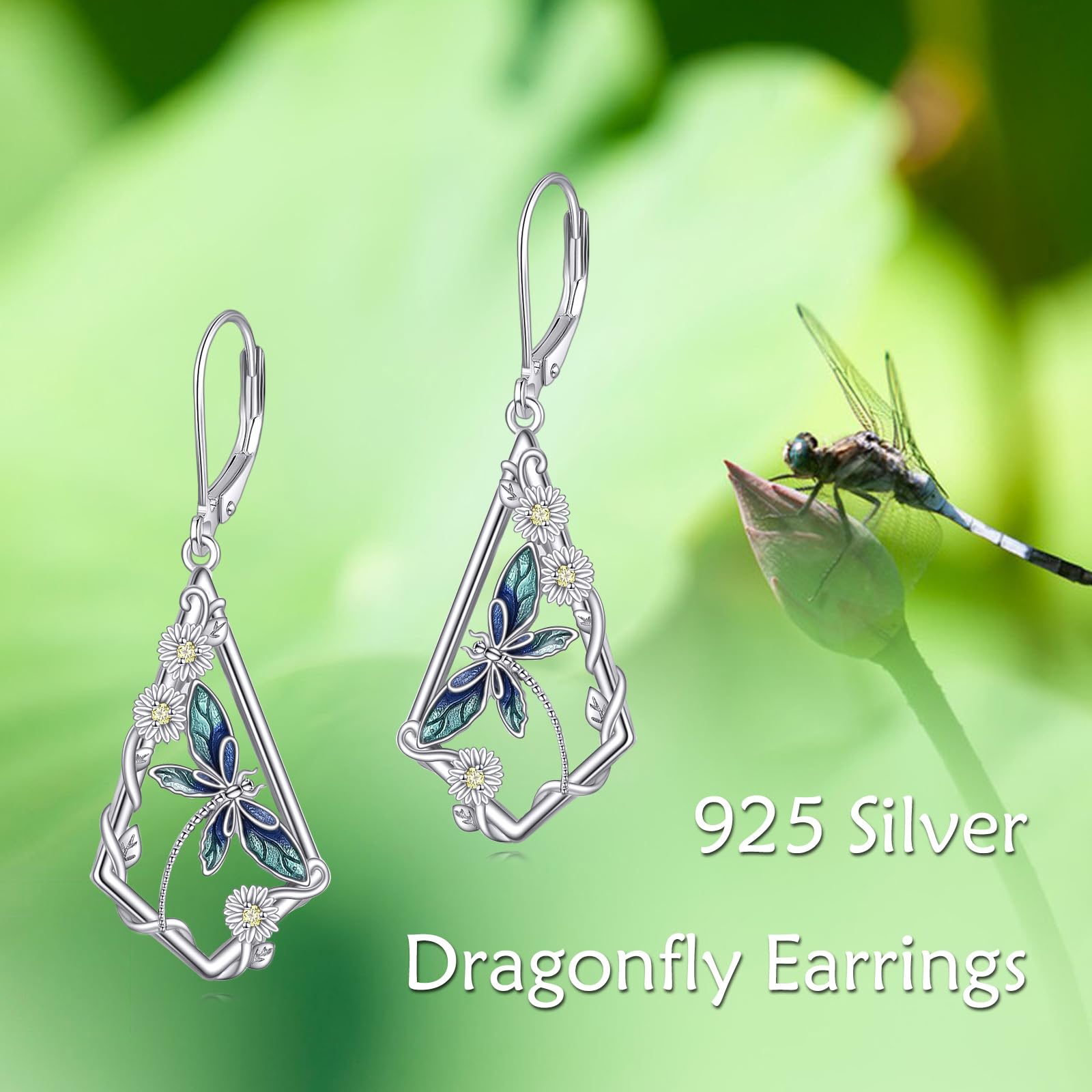 YAFEINI Pendientes con abeja, mariposa, colibrí, libélula, plata de ley 925, regalo para mujeres, adolescentes, niñas, novias, madres, Plata de ley