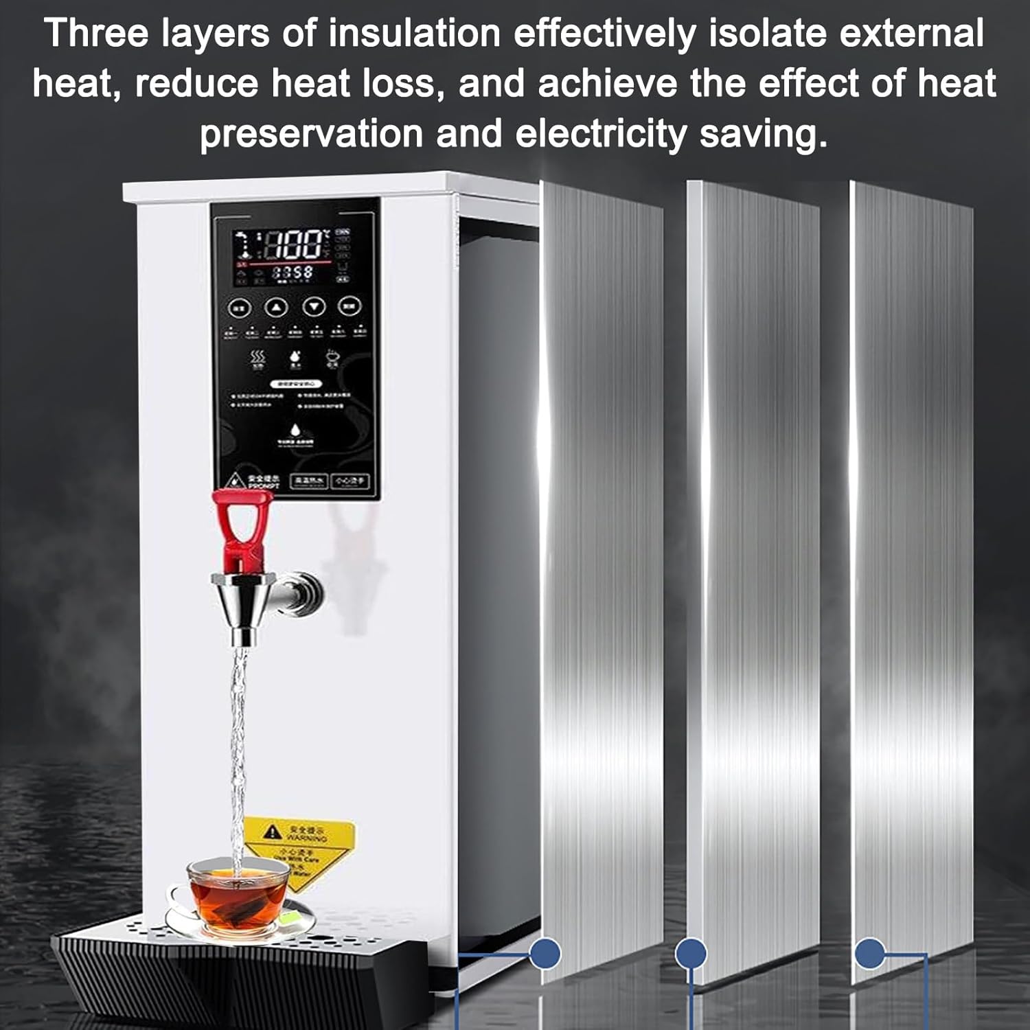 Commercial Water Boiler 5 Gallon, Hot Water Dispenser Countertop, 25L 3000W Hot Water Dispenser for Home, Office, LCD Touch Screen,Black