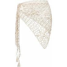 Boho Beach Cover Up for Women Sheer Crochet Sarong Wrap with Seashell Accents Poolside Coastal Getaways.SJJ99