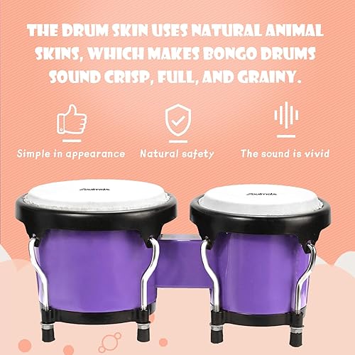 Miniatura 71 de Soulmate Bongo - Juego de tambores de 6 y 7 pulgadas para niños, adultos, principiantes, profesionales, cavidad transparente y metal, instrumentos