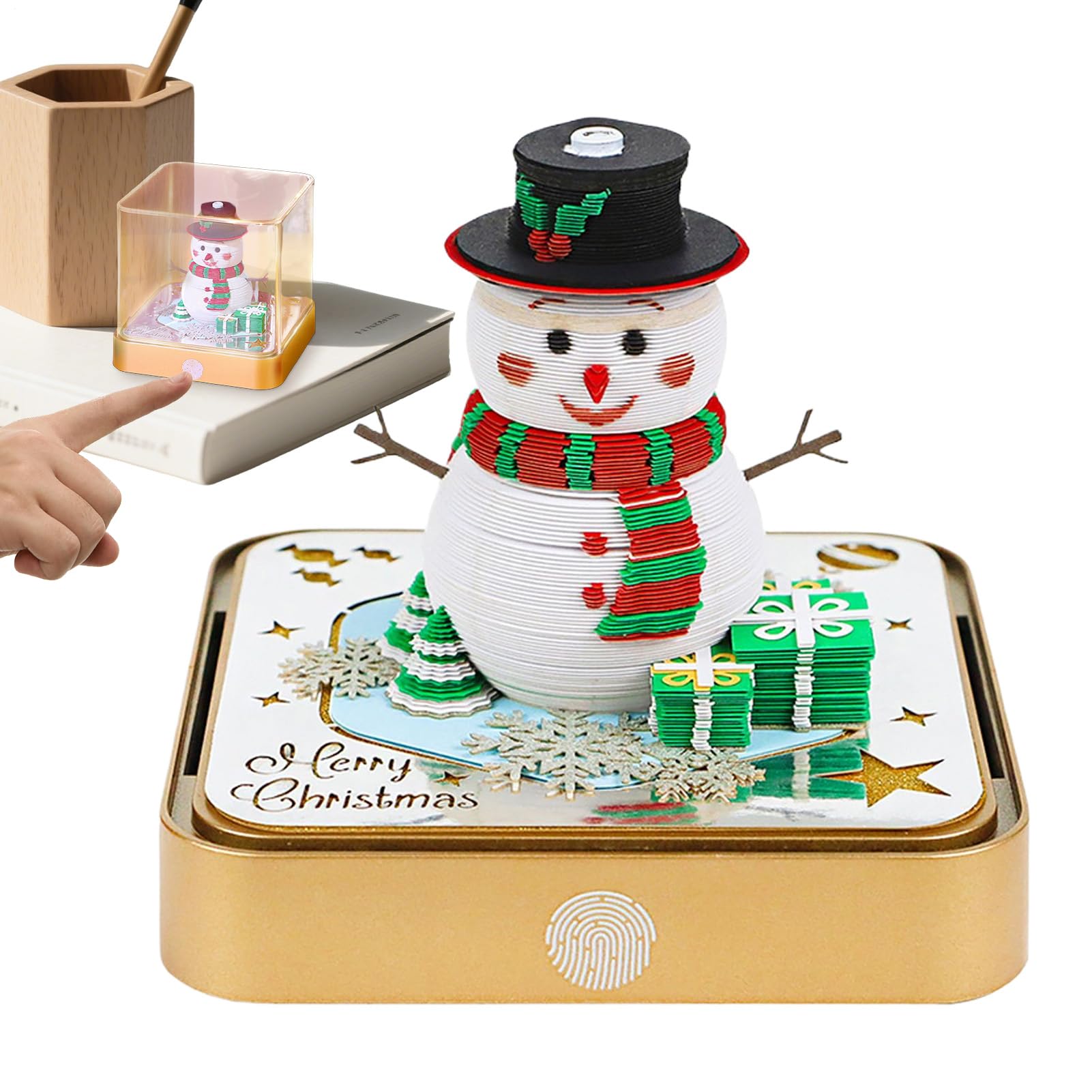 Calendario Orologio 2026 - Arte Intaglio Carta Note Calendario | Snowman 2026 | Decorazione Incantevole Per Taccuino - Natale