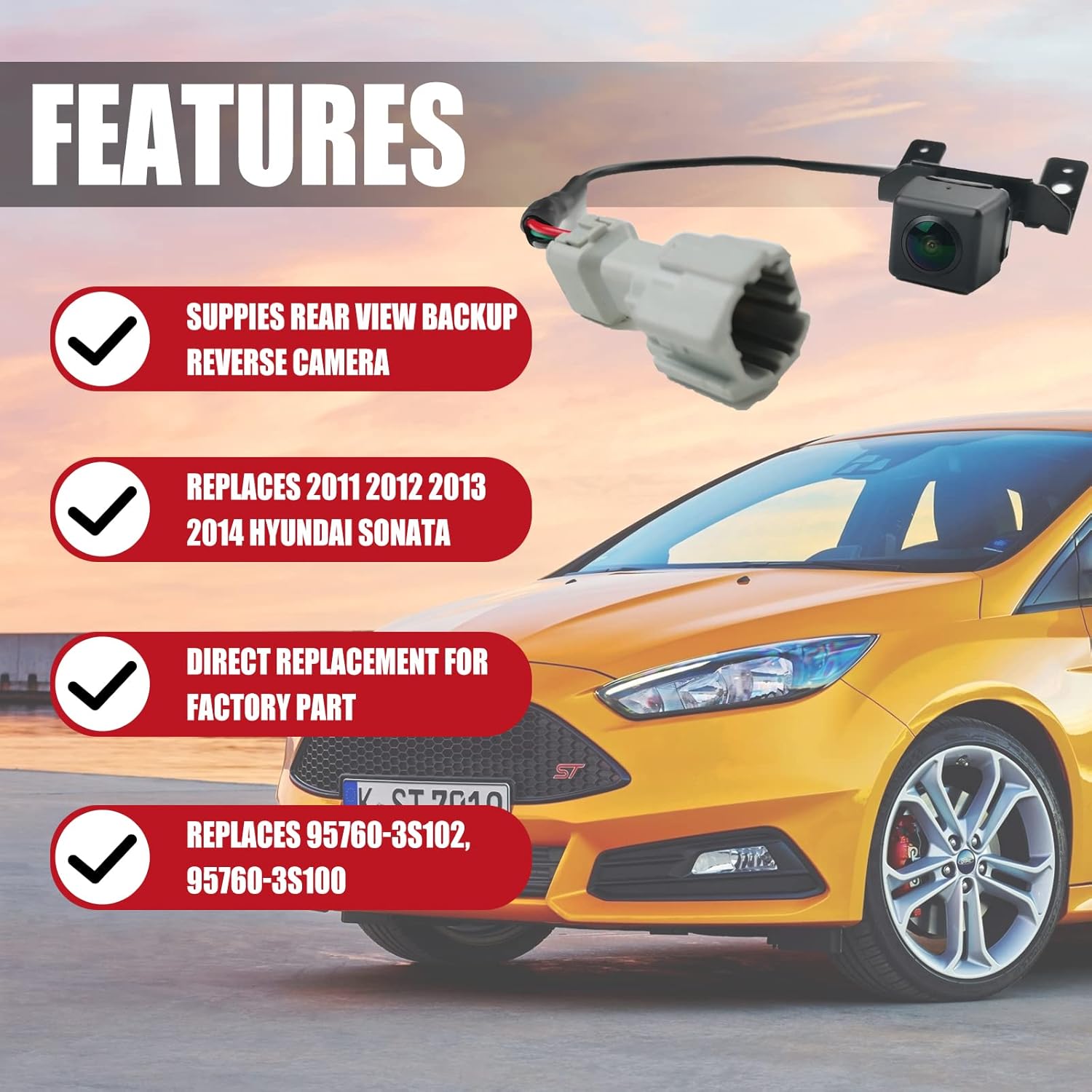FEXON 95760-3S102 Vehicle Rear View Backup Reverse Camera Compatible with Hyundai Sonata 2011 2012 2013 2014