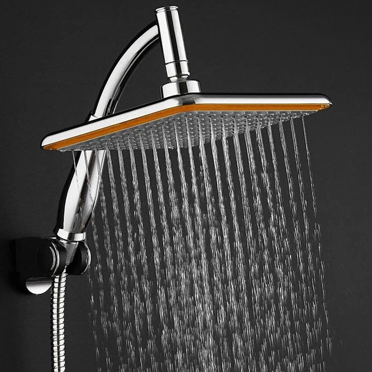Square Rain Shower Head, 23 cm Stainless Steel High Pressure Rain Shower Head, Ultra Thin Rainfall Bath Shower, Swivel Spray Angle, Easy to Clean and Install, for Any Decorating Style