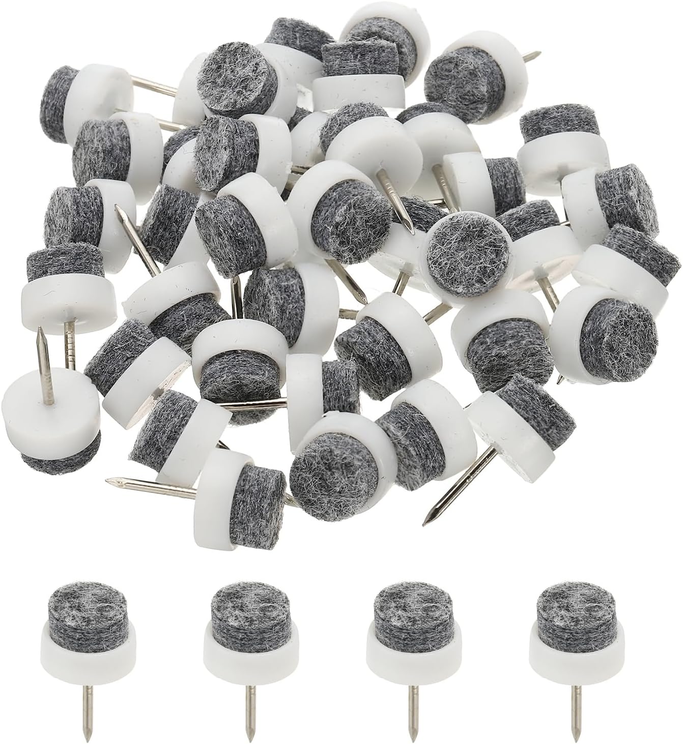 PATIKIL 14 mm Nail-on Felt Pads, 72 Pcs Round Felt Furniture Sliders Pads Heavy Duty Floor Protectors for Wooden Chair Sofa Cabinet Table Leg Feet Hardwood Floors, White