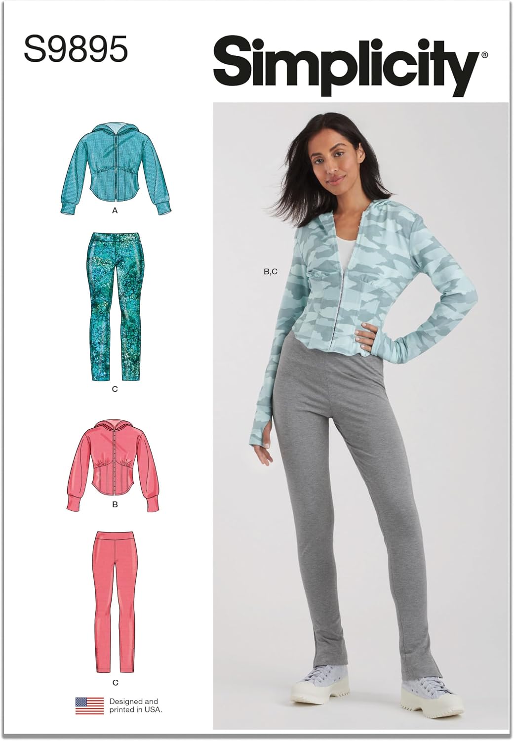 Simplicity Misses' Corset Style Hooded Jacket and Knit Leggings Sewing Pattern Packet, Design Code S9895, Sizes 10-12-14-16-18