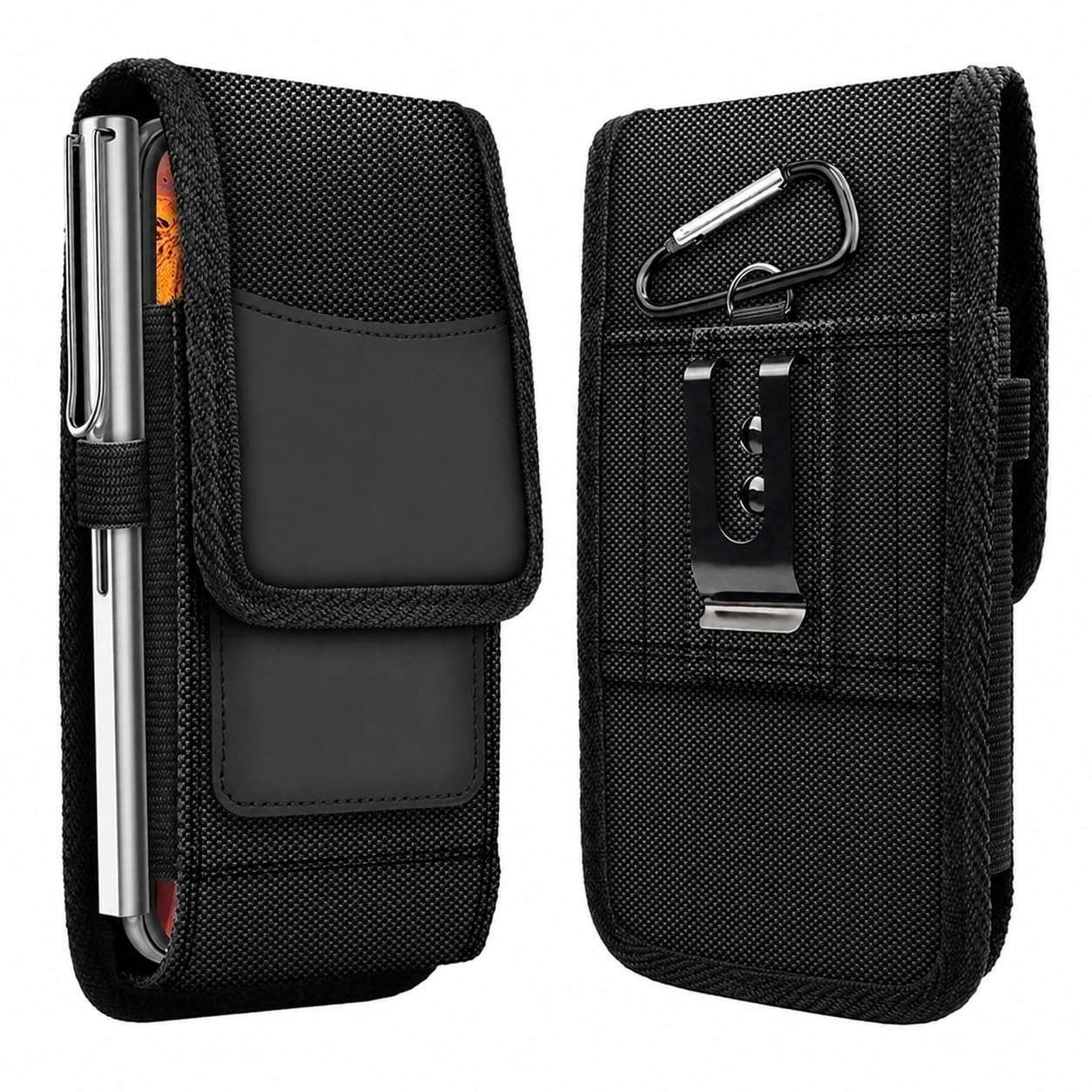 Veemok Phone Holster for Men – 6.8'' Nylon Belt Clip Pouch with Card Holder | Mobile Purse Holster Case for All Phones – Large Capacity, Durable & Lightweight (Black, XXL)