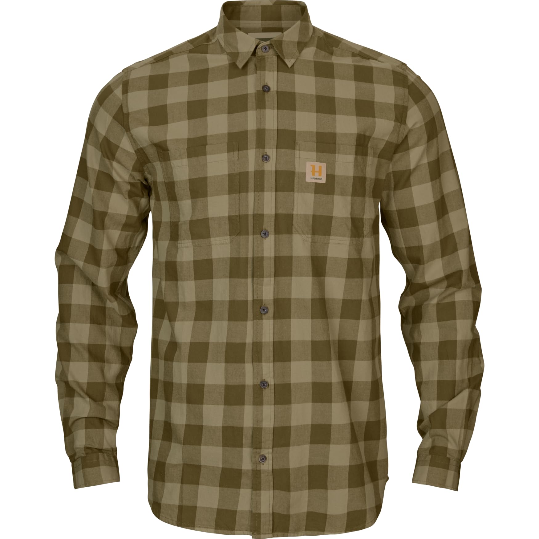 Härkila Men's Brown Harkila Scandinavian L/S Shirt Dark Olive Check Largelarge