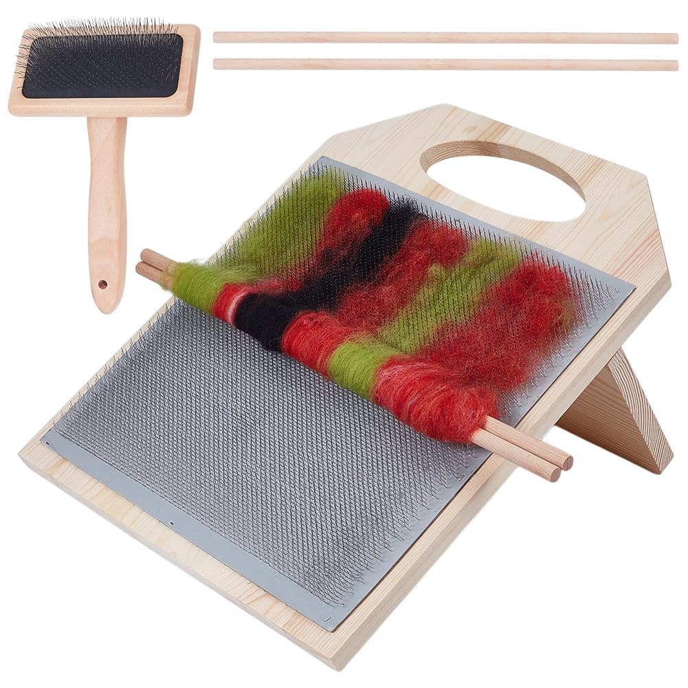 Planche de mélange de fibres laine 39,4x31,5 cm brosse bâtons bois BENECREAT