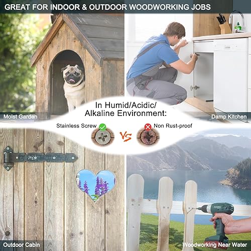 Miniatura 6 de Tornillos para madera, 60 tornillos Phillips de cabeza plana, tornillos de acero inoxidable 304 con kit de avellanado de madera ajustable (#6 x 1-34