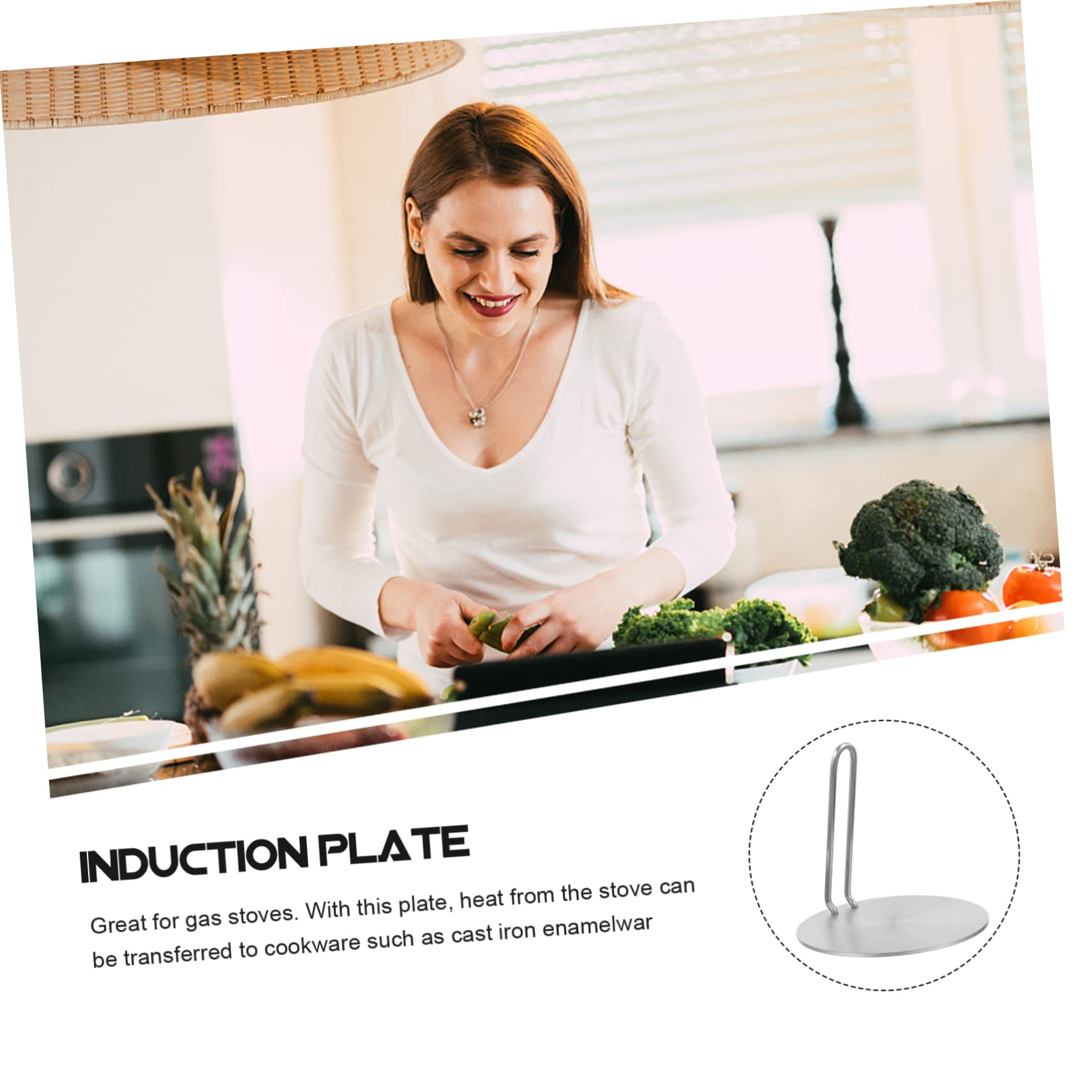 Placa Difusora de Calor para Estufa Eléctrica con Mango Extraíble de Acero Inoxidable Distribución Uniforme E Inducción y Apta para Ollas Cerámicas