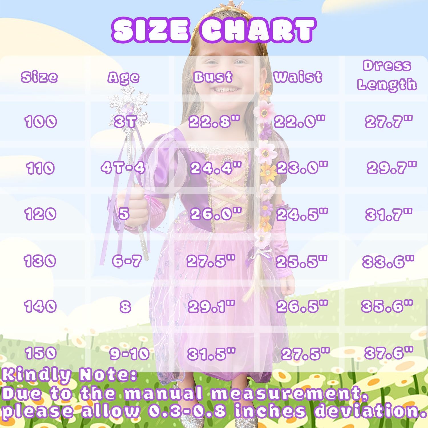 Princess Dresses for Girls Puff Sleeve Princess Costume Purple Princess Dress Up Clothes for Halloween Cosplay Party - Image 5