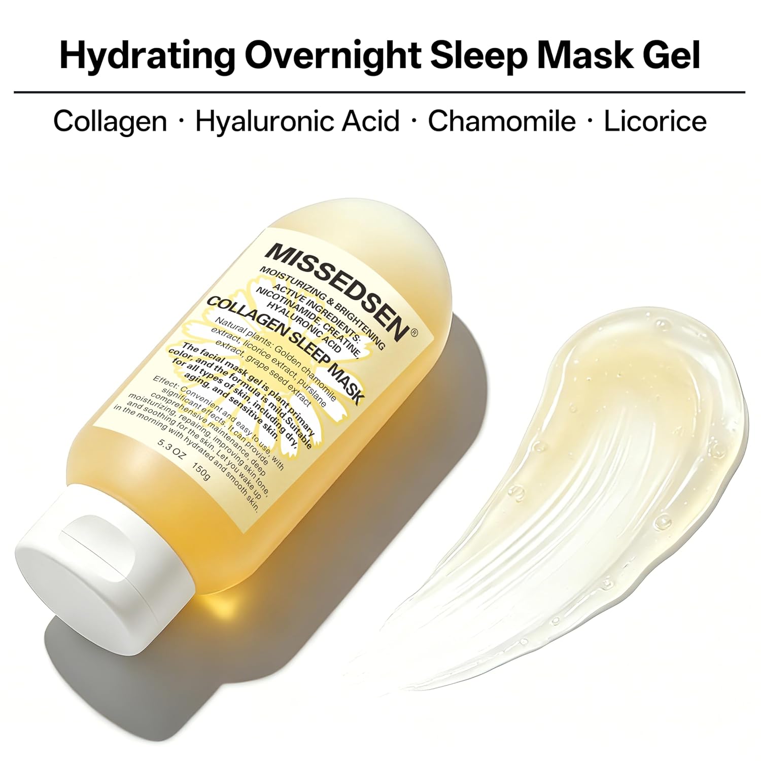 Overnight Face Mask Cream Collagen Mask Sleeping Facial Mask Hydrating Mask Gel 5.3OZ With Hyaluronic Acid, For All Skin Types, Night Time Skin Care