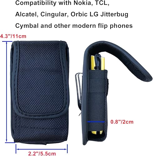 Miniatura 2 de Funda para teléfono con correa y clip para el cinturón, funda de nailon para Nokia 2660 2760, Alcatel Go Flip4, Cingular, LG TCL Flip Pro Classic,