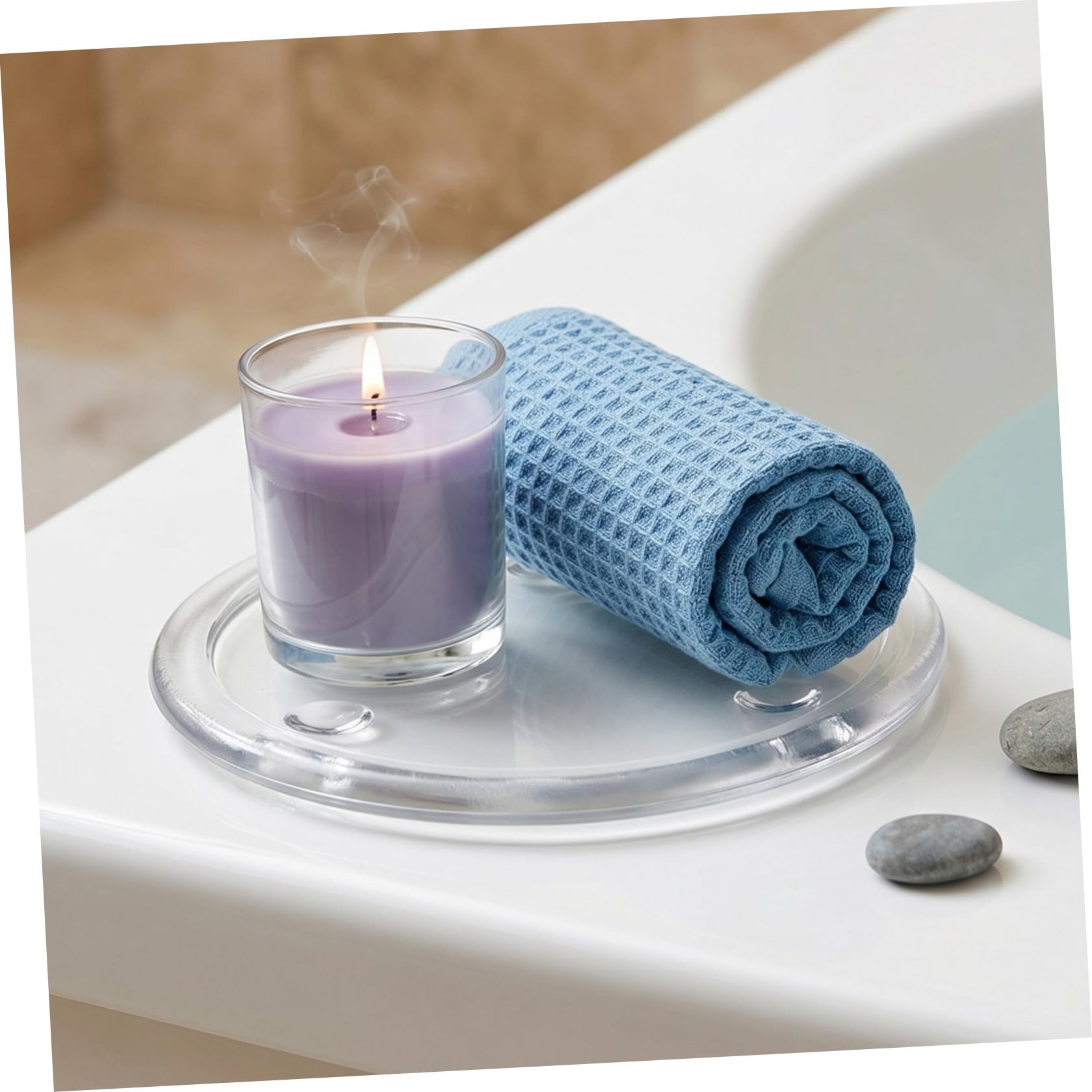 Garneck 6 Piezas Plato Redondo para Velas de Vidrio Transparente para Mesa