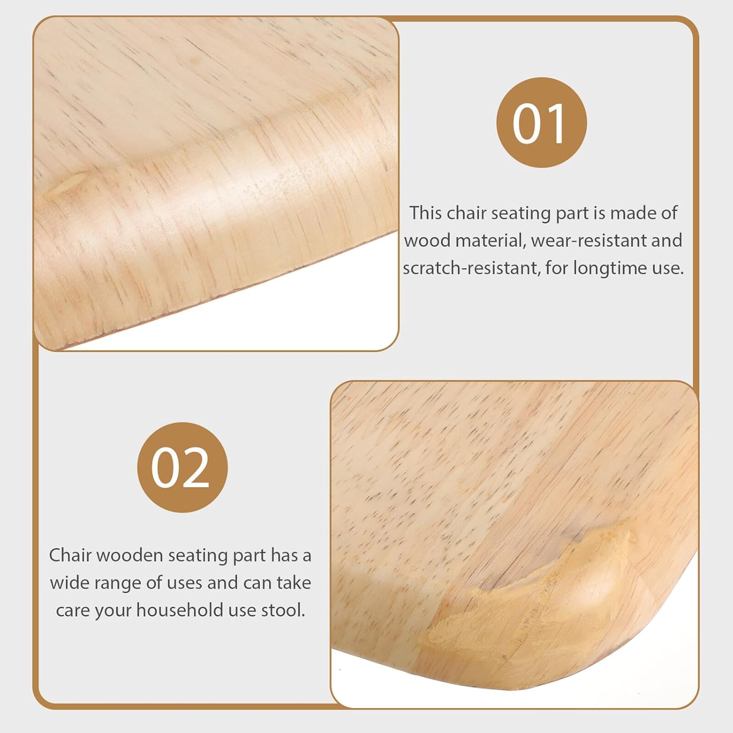GALPADA Sturdy Wooden Chair Seat Replacement, Solid Wood Stool Seat Cover, Easy to Clean Stool Seating Part for Office Kitchen