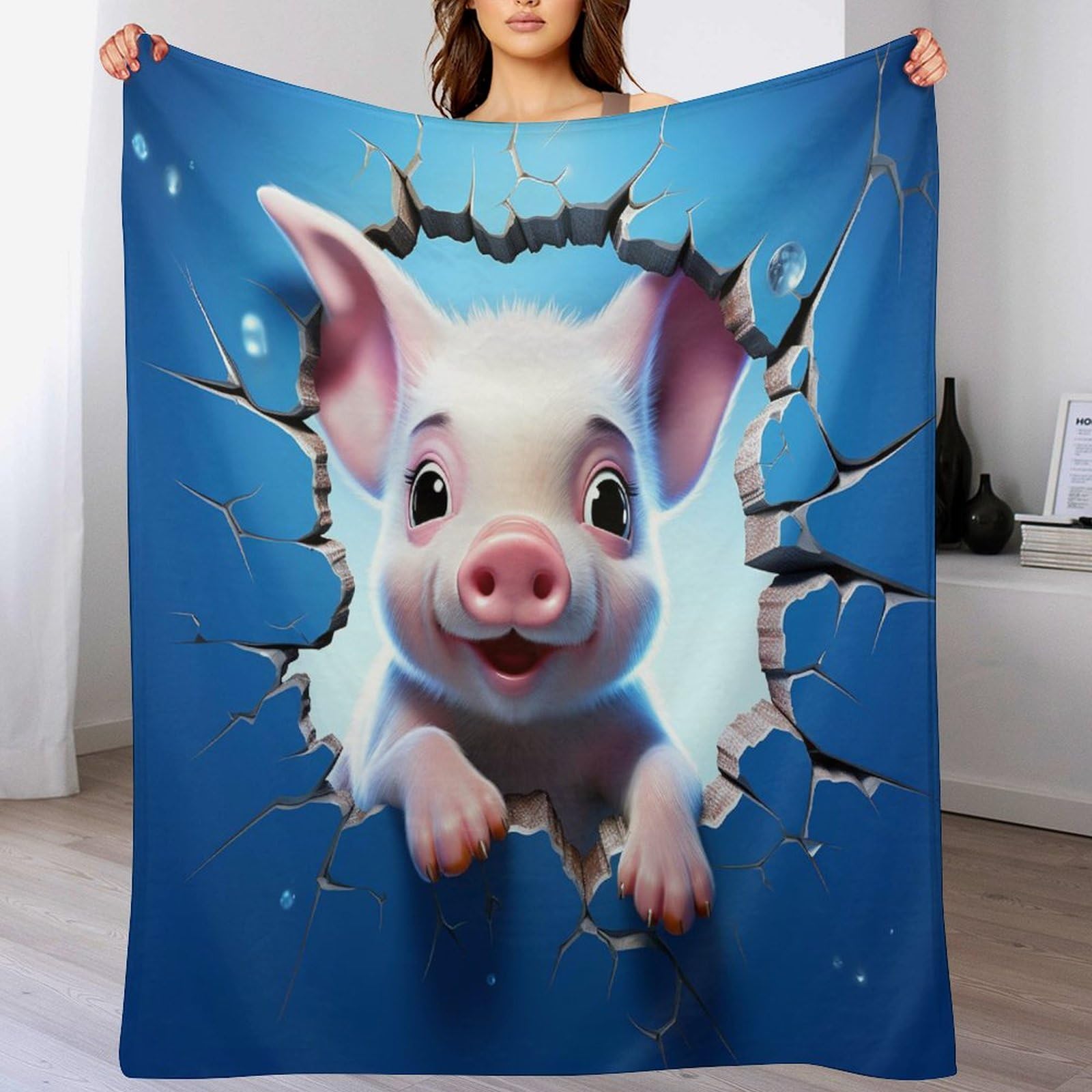 Couverture cochon en flannel pour de doux moments câlins sur le canapé