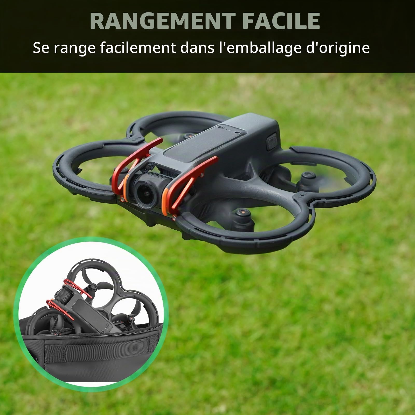 BRDRC Avata Lot de 2 protections de pare-chocs pour hélice et cardan, anneau anti-collision, accessoires pour DJI Avata 2 Fly More Combo (orange)