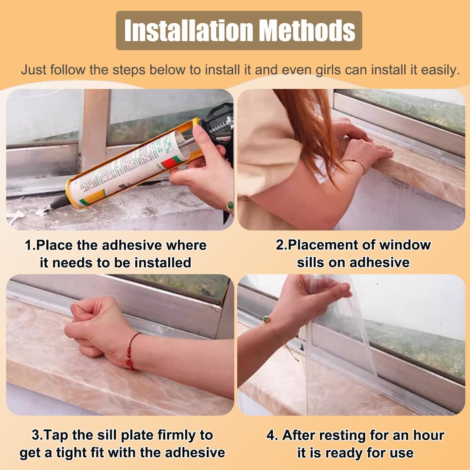 Davanzale Interno Finestra Piastra di Ristrutturazione del Davanzale Della Finestra Effetto Legno con Punta, Rifinitura Moderna per Davanzale Vecchio, Protezione Liscia per Davanzale per Balcone Della