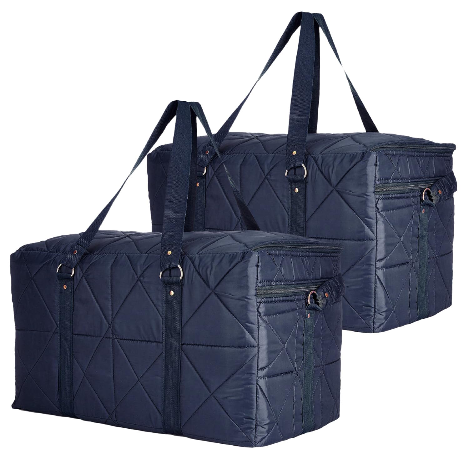 kuber industries Storage Duffle Bag | Parachute Travel Storage Bag | Zipper Closure Storage Organizer for Clothes | Storage Carrying Bag with Handle | Pack of 2 | Blue-picture-33