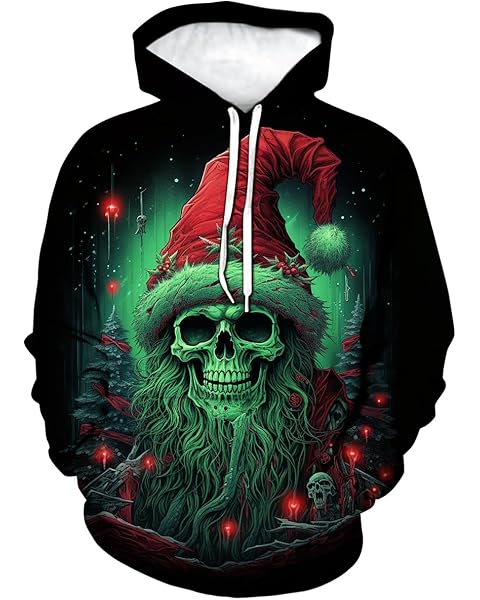LAOLIUSN Christmas Skull Hoodie Christmas Sweatshirts