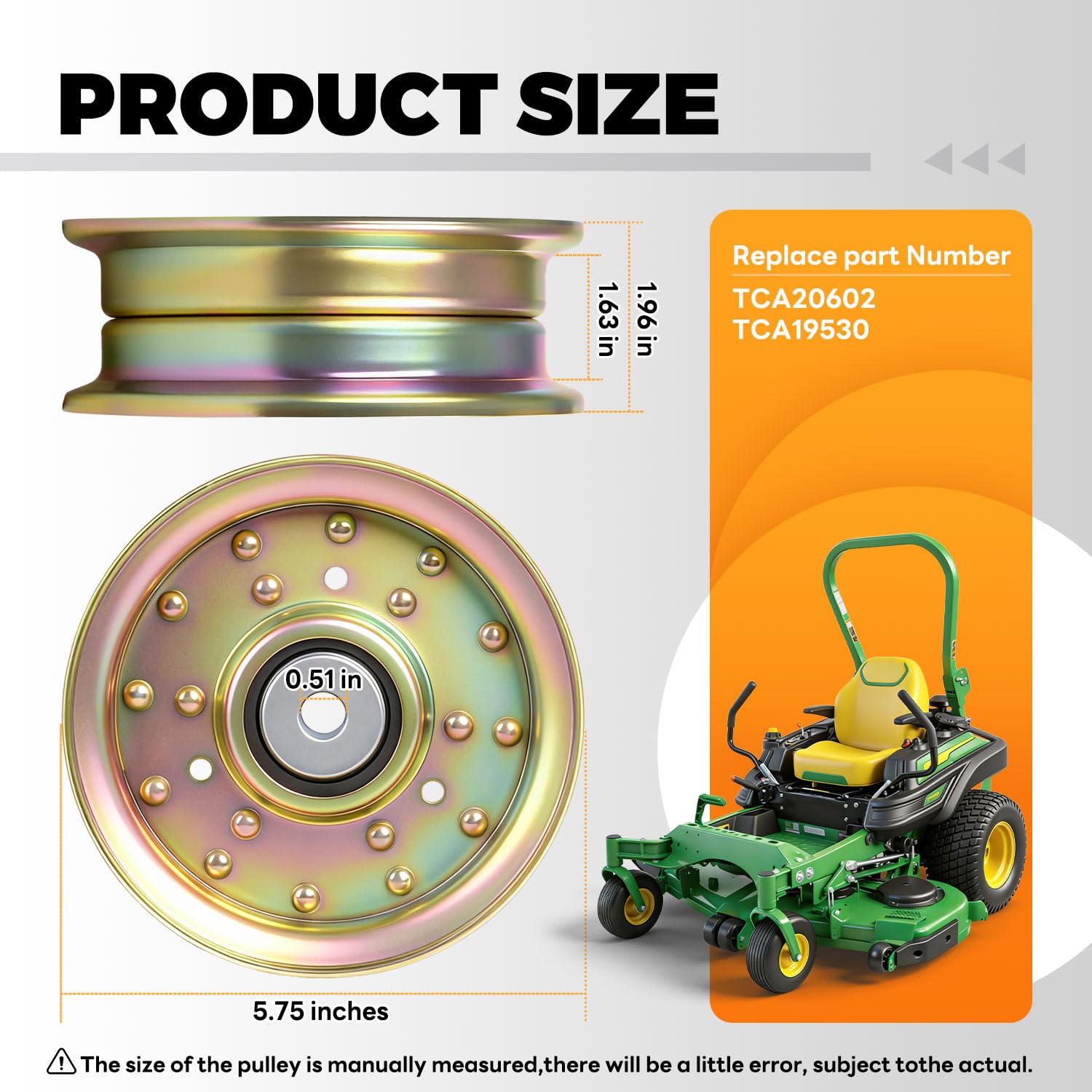 TCA20602 TCA19530 Upgraded Idler Pulley Compatible with John Deere Z915B Z915E Z920M Z920R Z925M Z930M Z930R Z945M Z950M Z950R Z950A Z955M Z960M Z960R Z970R Ztrak