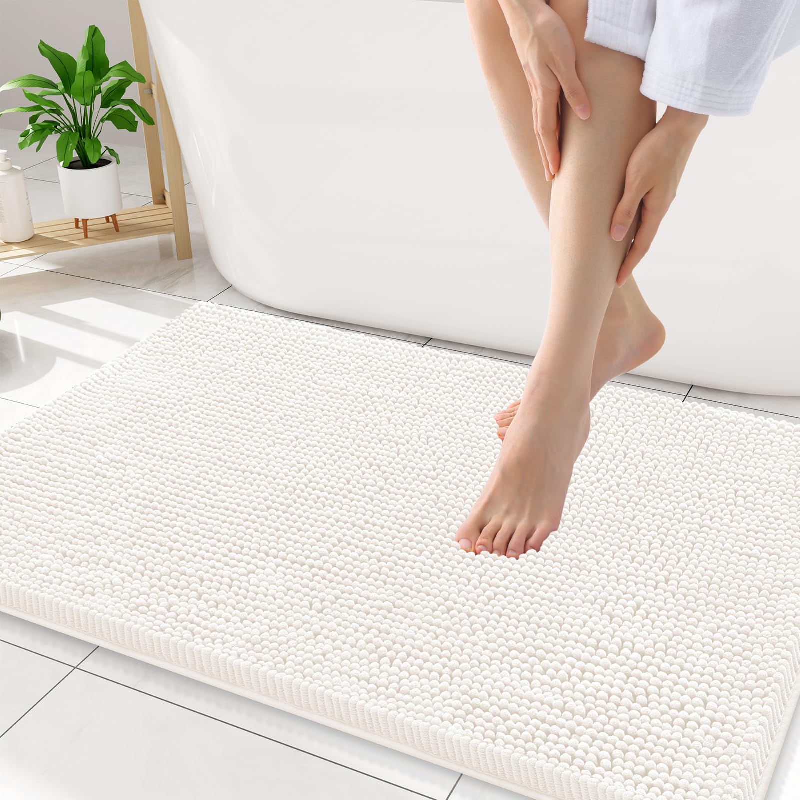 Smiry Bathroom Rugs 32X20, Luxury Chenille Extra Soft Absorbent Bath Mat