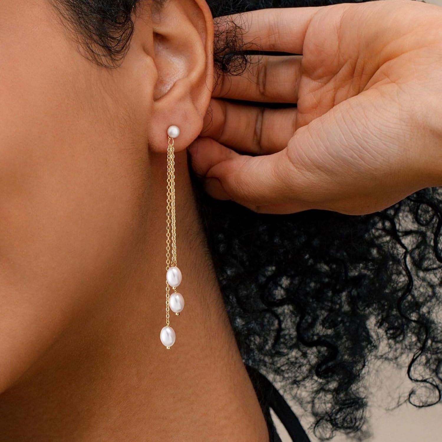 VRIUA Dangle Earrings for Women - 14K Gold Plated Statement Drop Earrings Dainty CZ Wedding Dangling Earrings Trendy Jewelry - Image 3