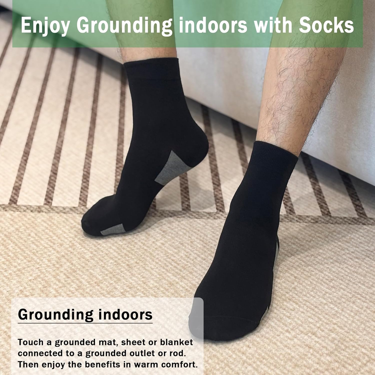 Grounding Socks,Grounding Straps,Conductive Silver Fiber Crew Socks for Women Men,Connected Socks for Grounding Mat - Image 4