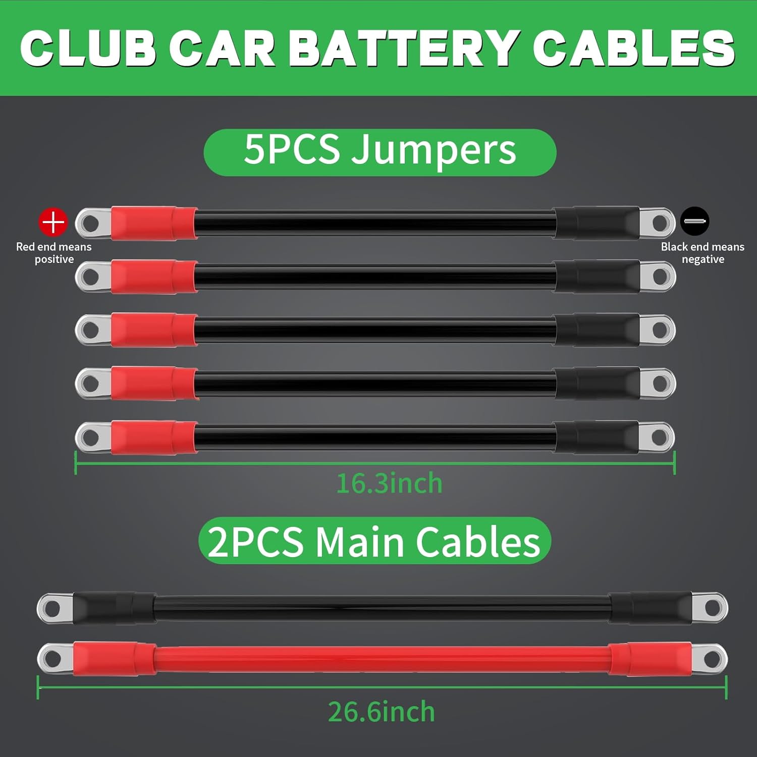 Battery Cables, Golf Cart Heavy Duty Battery Cable, 7 PCS 4 Gauge Pure Copper Golf Battery Wiring Cables Kit for 36v & 48v Club Car DS 1994-Up