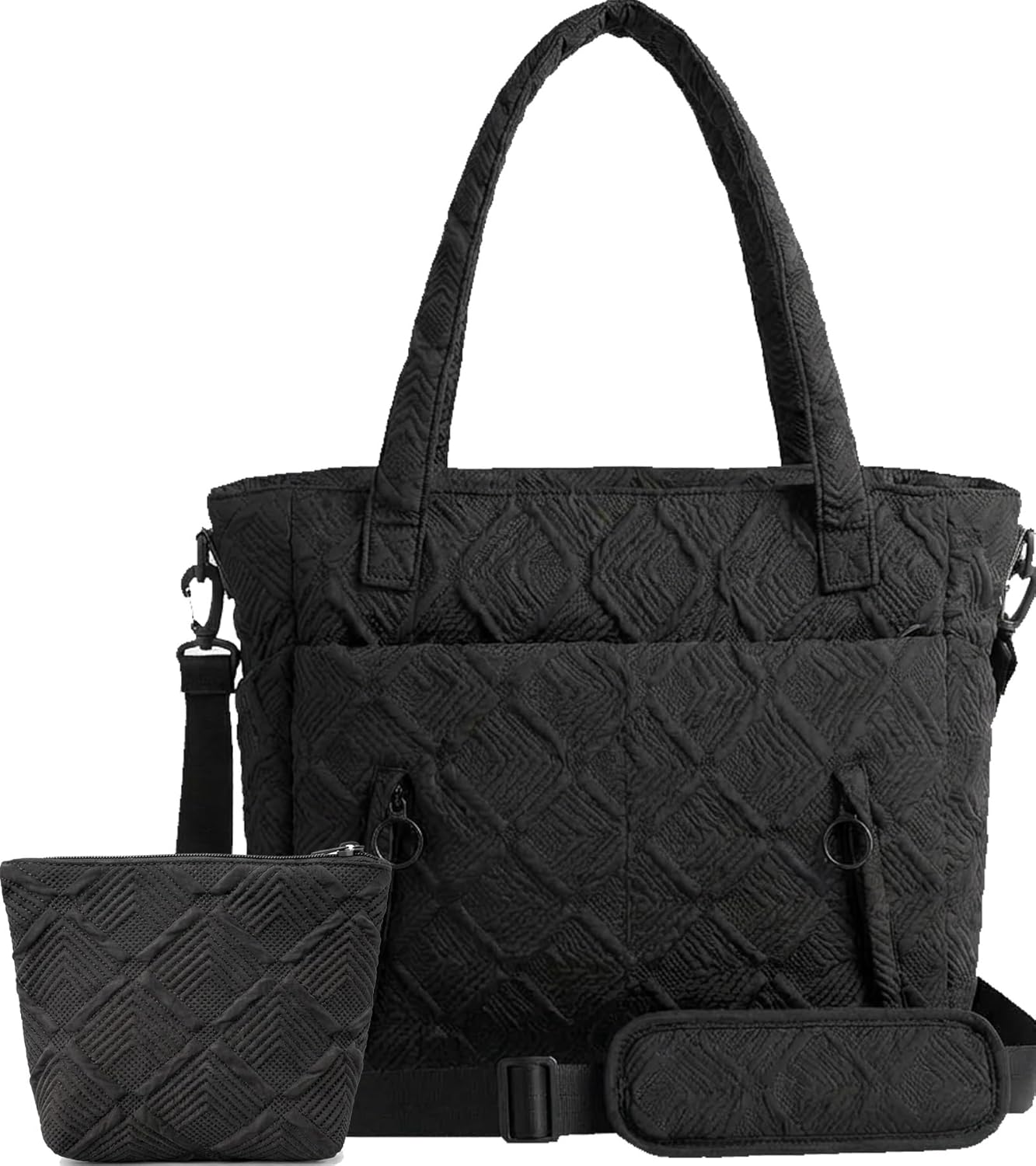 SUNRISING Tote Bag for Women, Puffy Tote Bag with Zipper, Large Quilted Shoulder Bag with Compartments for Travel Work Gym