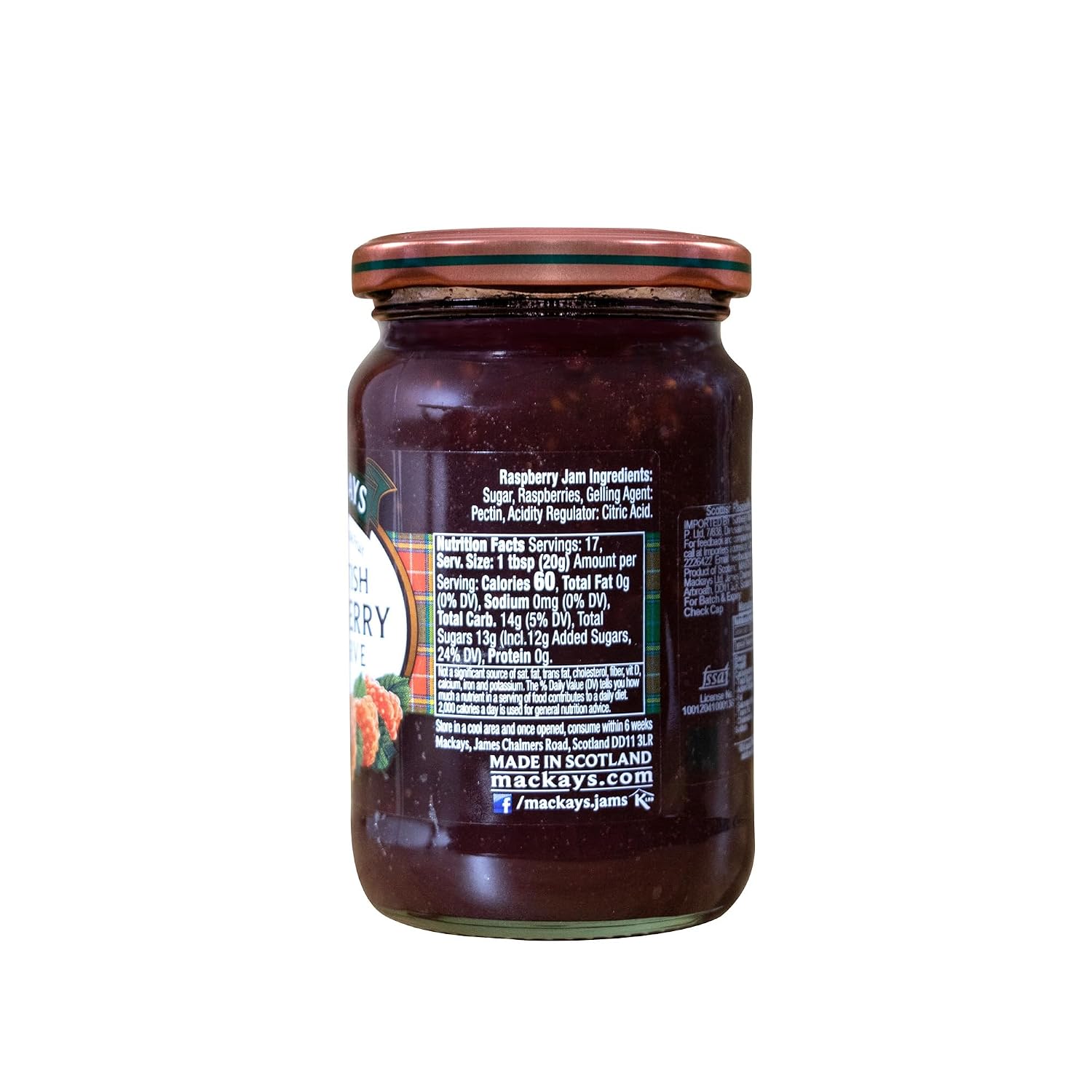 Mackays Scottish Raspberry Preserve Jam 340gm (Pack of 2)| Imported from Scotland | Made with Whole Fruits | Vegan | Gluten-Free | No Artificial Colors or Preservatives image 3