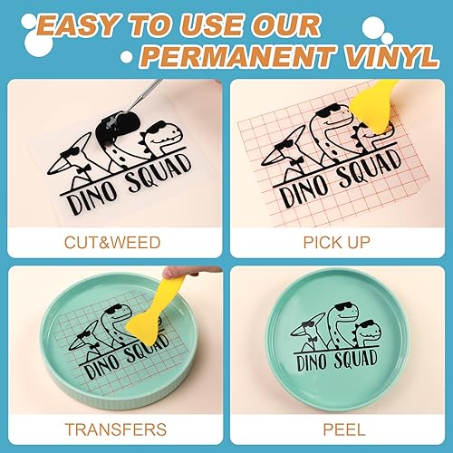 Vista 3 de HTVRONT Vinilo permanente para Cricut, vinilo permanente negro de 12 x 18 pies para Cricut, Rollo de vinilo adhesivo para Cricut, Silhouette