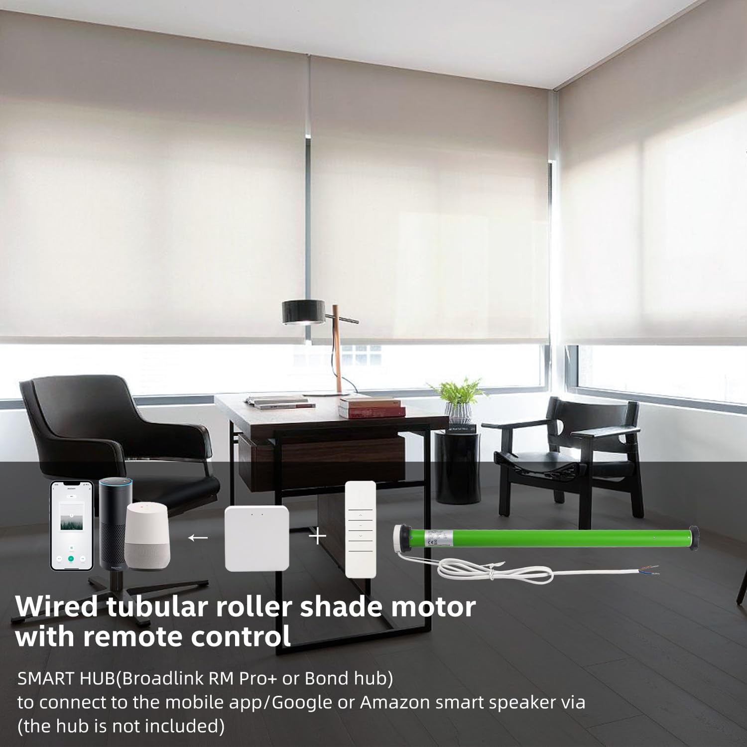 AC100-260V Wired Roller Blind Motor, DM25 Roller Shades Tubular Motor for 1-1/2"(38mm) Tube, Compatible with Alexa & App (Requires Smart Hub)