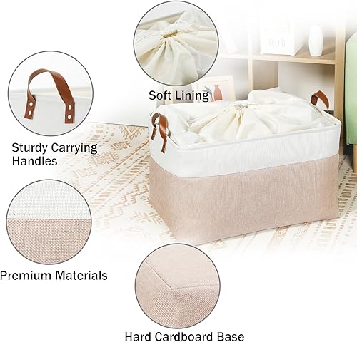 Vista 290 de DULLEMELO Canastas de almacenamiento pequeñas de 15 x 6 x 5.5 pulgadas, contenedores de almacenamiento de tela para tanque de inodoro