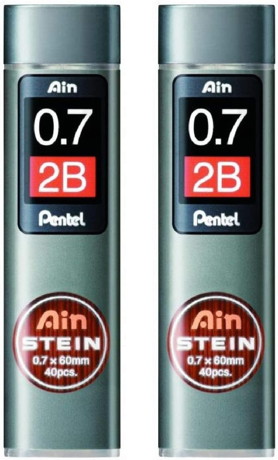 Pentel Ain Stein Mechanical Pencil Lead|Tip Size 0.7 Mm|Lead Of Grade 2B|Pack Of 40 Pcs X 2 Set(C277-2B),Assorted