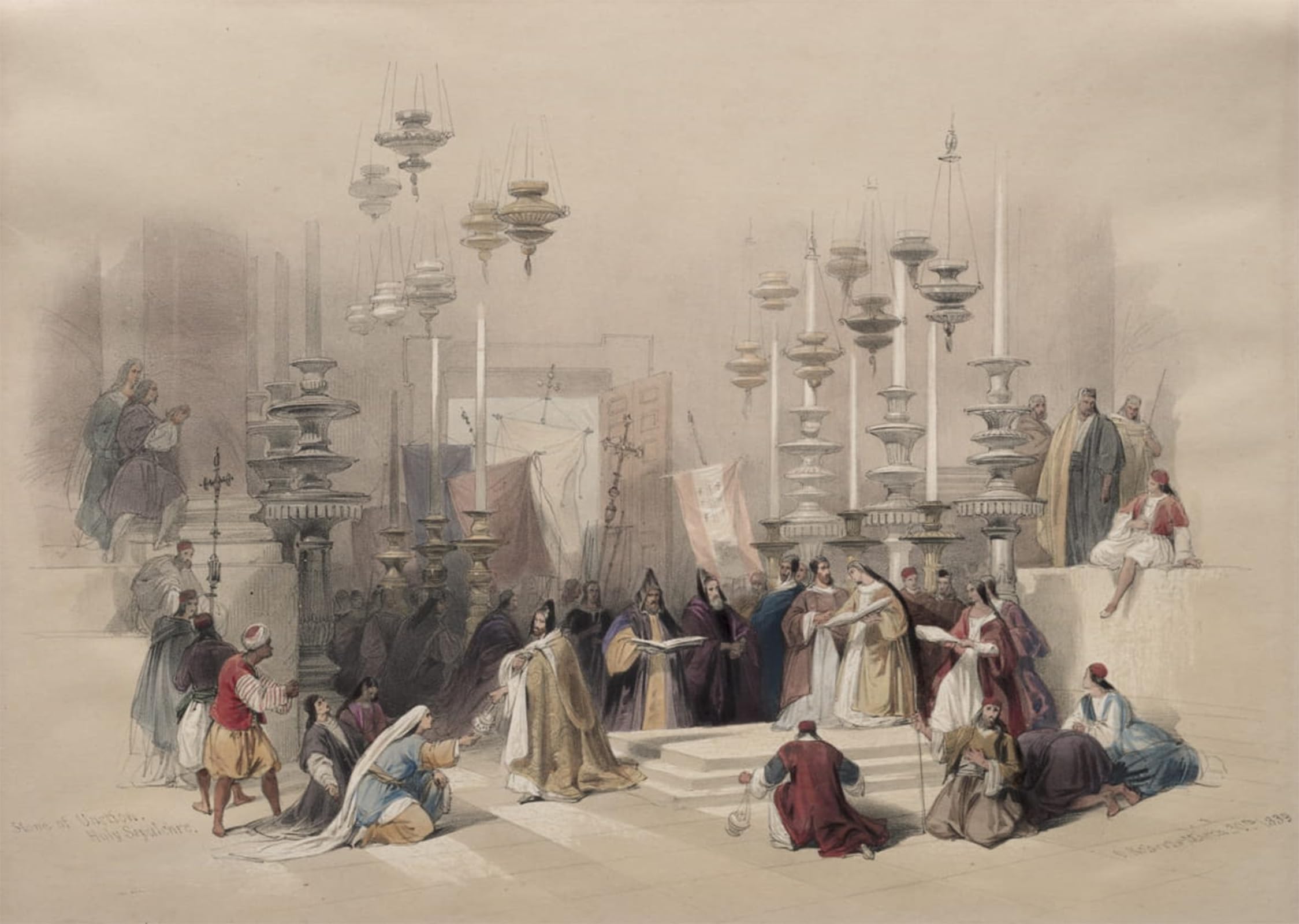 ARTXLXXBN Famous Print Painting Colorful Art Print Stone of Unction Holy Sepulchre by David Roberts Canvas Art Decorations for Home Decor 60x90cm