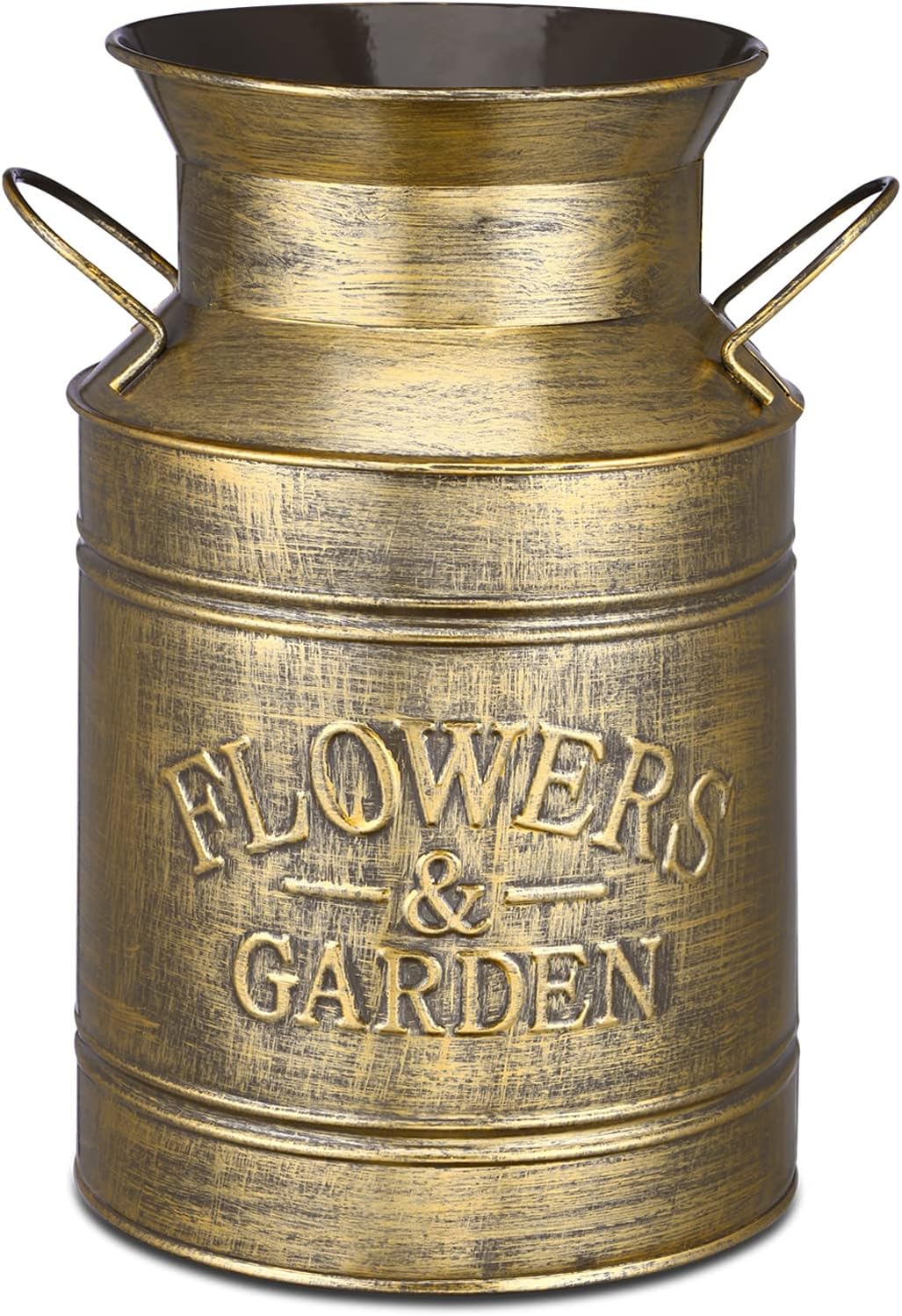 HyFanStr Shabby Chic Vintage Vase Farmhouse Vase Rustic Milk Can, Galvanized Metal Flowers Vase for Home Office Wedding Decor
