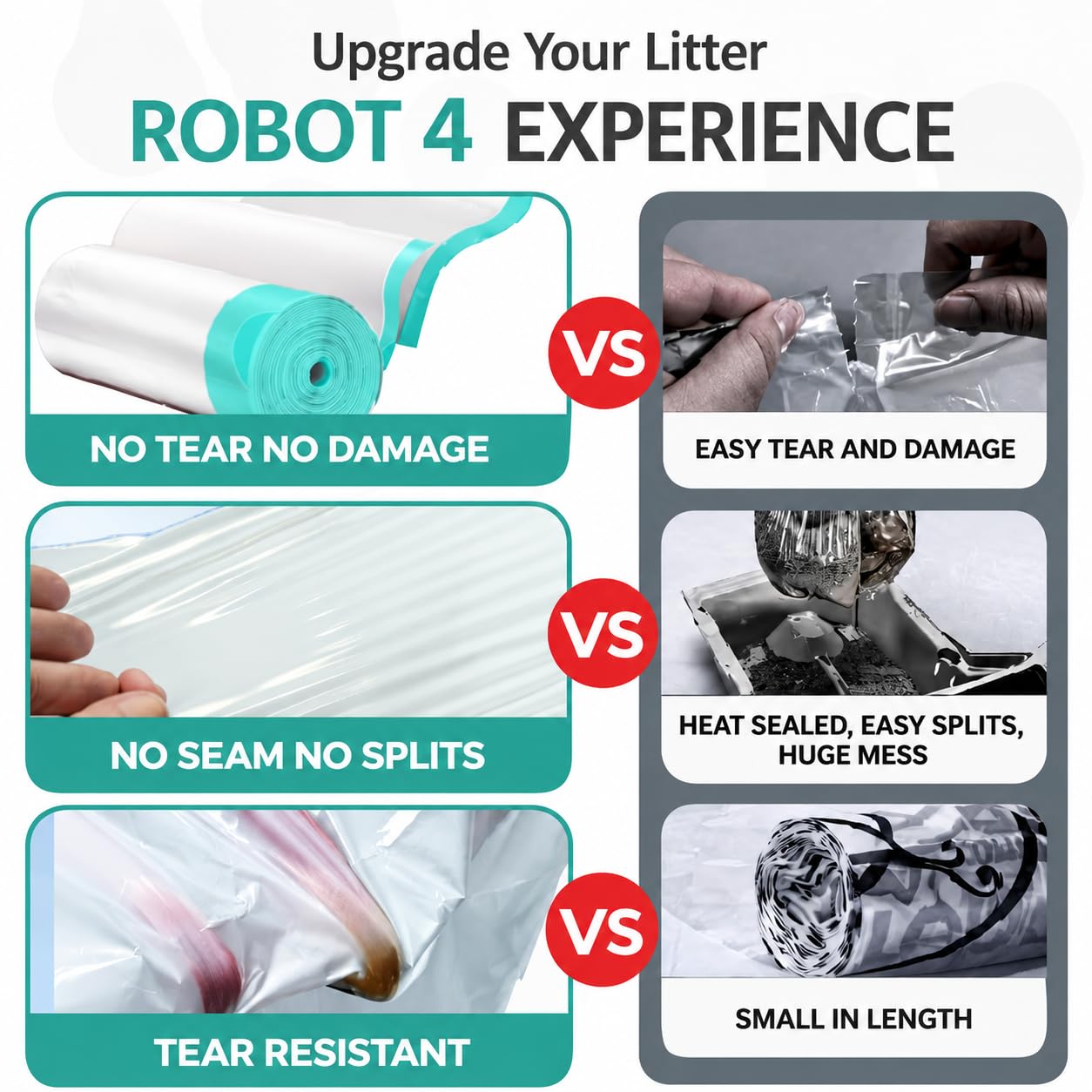Bolsas para robot de arena para robot 3 y 4, paquete de 150 bolsas para caja de arena, cordón resistente, forros de arena duraderos a prueba de fugas y desgarros para una limpieza fácil y sin desorden