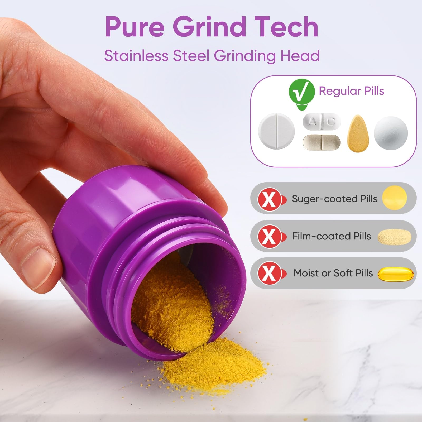 3-in-1 Pill Crusher and Cutter (Purple) — Amazon image 6
