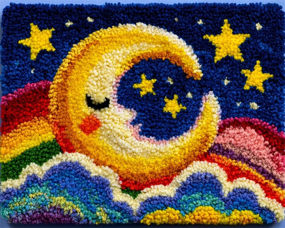 FWRTYCB Latch Hook Rug Kit for Adults Moon and Stars