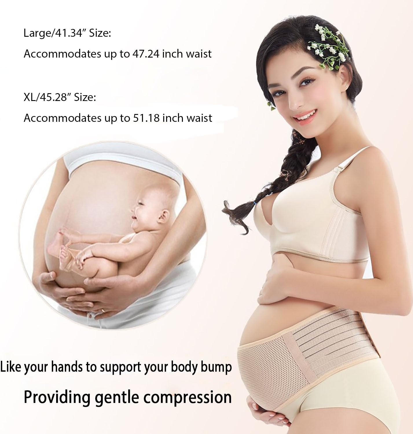 Maternity Support Belt Breathable Pregnancy Belly Band Abdominal Binder Adjustable Back/Pelvic Support- L : Health & Household