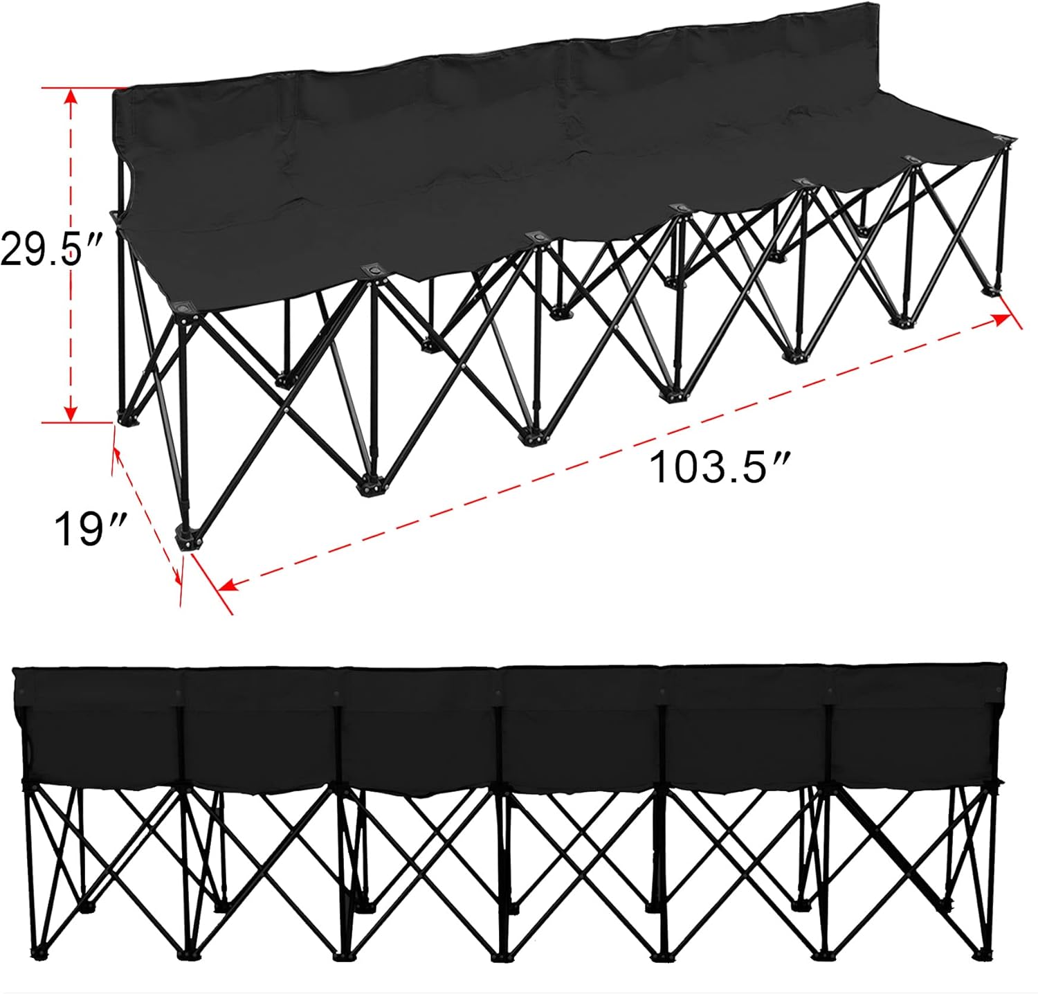 Strong Camel Portable 6 Seater Team Sports Sideline Bench Sits Outdoor Waterproof Folding Foldable