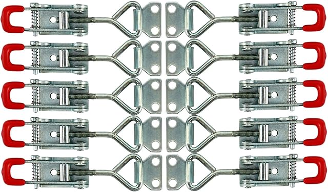 DasMorine 10 PCS Adjustable Toggle Catch Latch Clamp, 180kg 400Lbs Holding Capacity Hasp Clamp, Self-Locking Buckle Toggle Latch Clamp, Toggle Latch Heavy Duty for Tool Boxes, Trunk, Cases