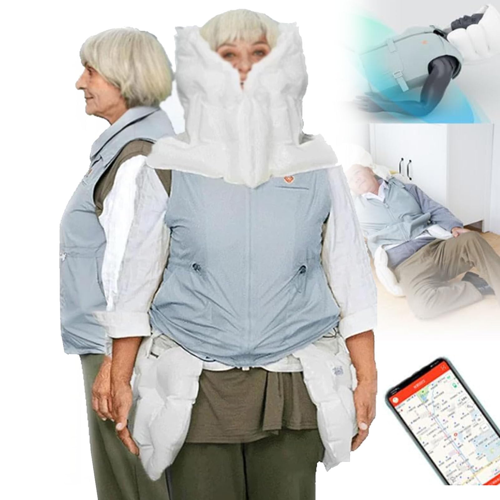 Kamizelka powietrzna unisex dla osób starszych, odporna na upadek, inteligentna kamizelka dla seniorów w wieku 0,08 s, ochrona przed wyskakiwaniem dla osób starszych, z aplikacją do przeglądania