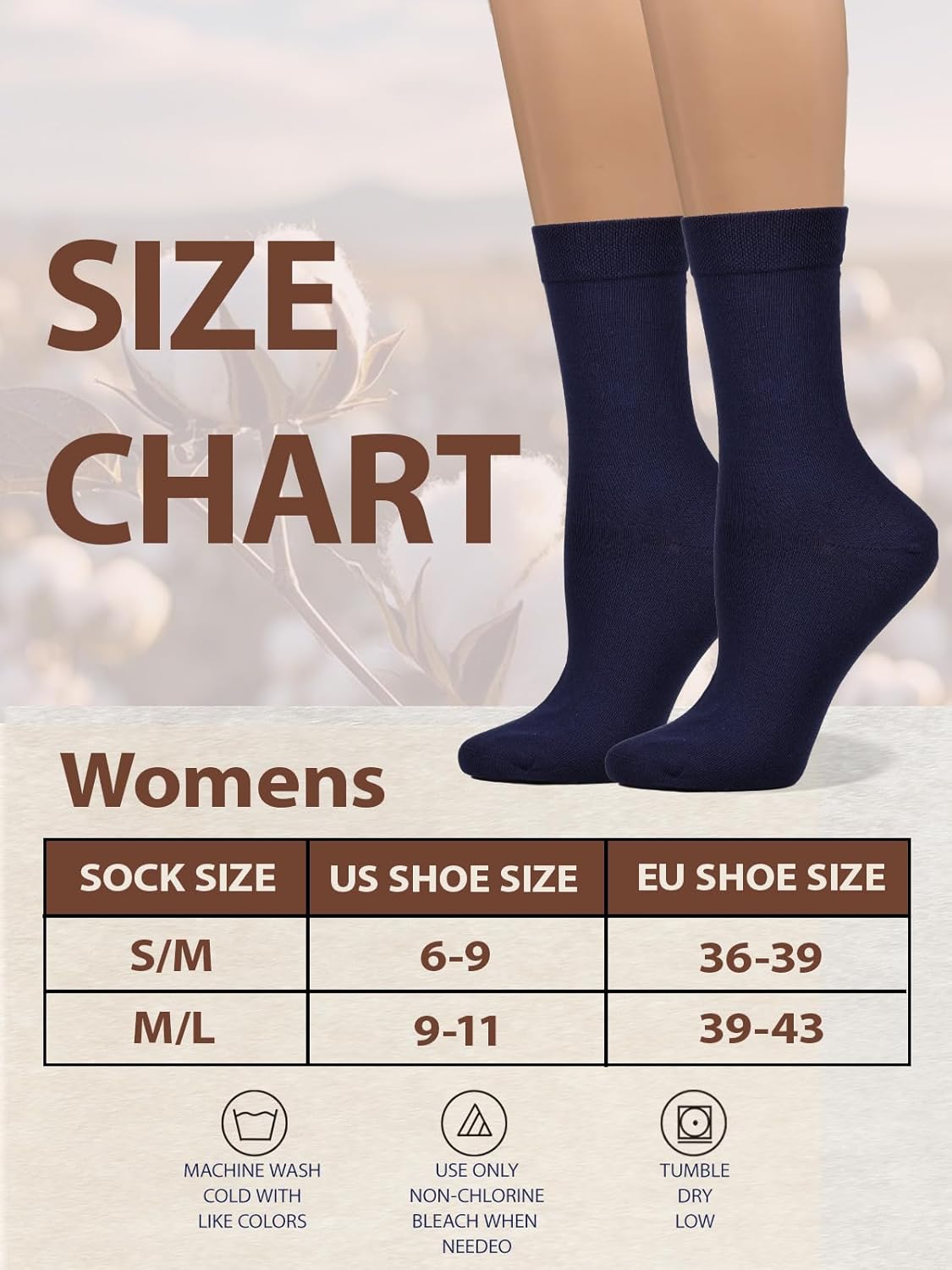 COTTON DAY Women's Soft Combed Cotton Dress Socks Seamless Toe Black White Gray Navy Blue Brown Beige - Image 6