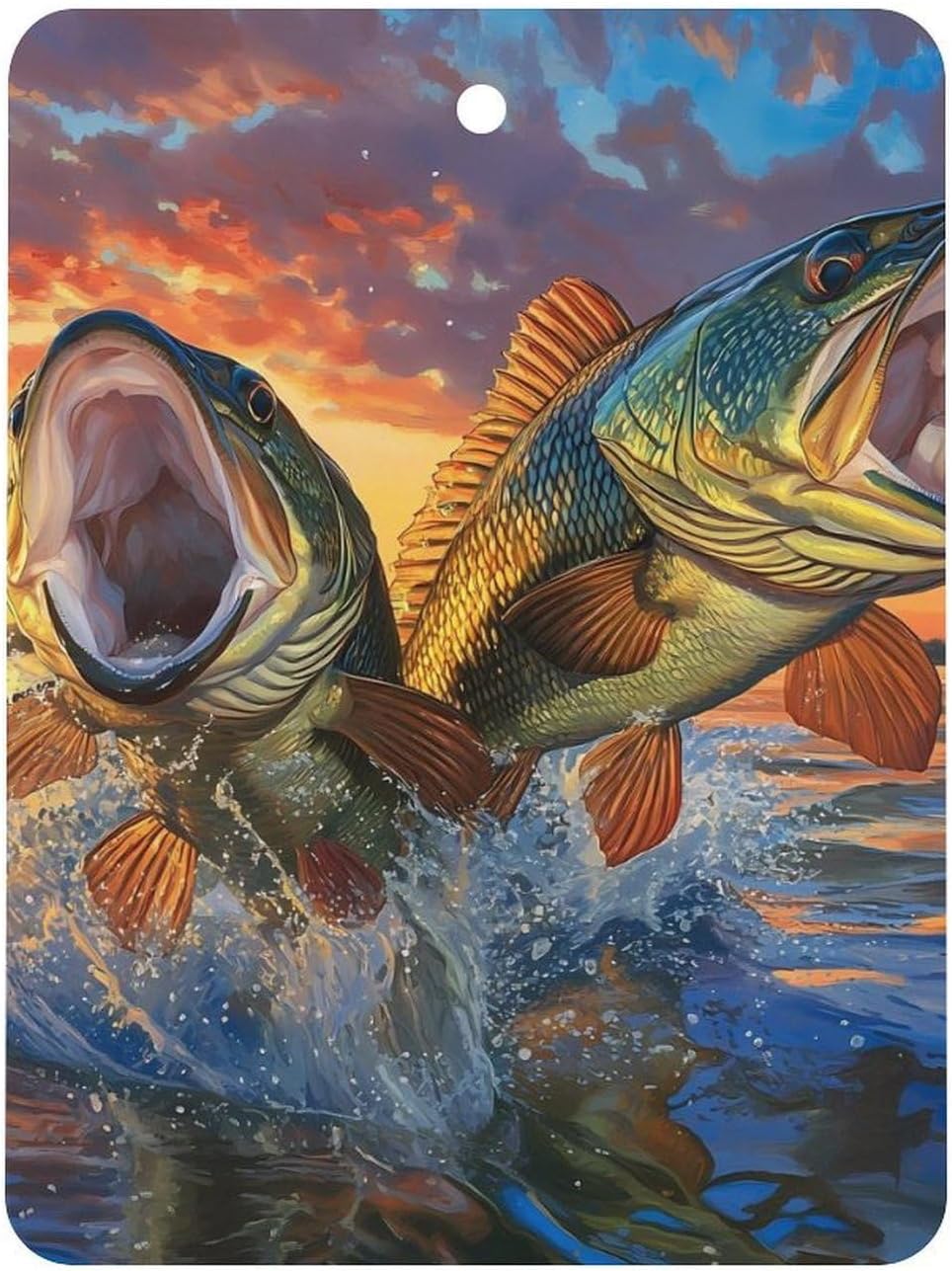 Sunset Largemouth Bass Fish Car Air Freshener Hanging Aromatherapy Tablets for Car Accessories Square