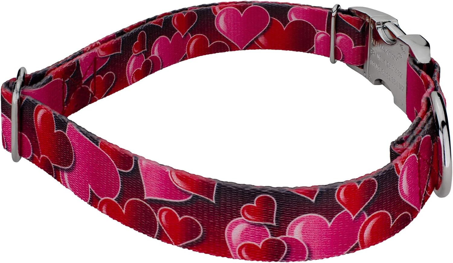 Country Brook Design - Premium Romantic Hearts Dog Collar and Leash - Affection Collection Featuring Designs You'll Adore - (1 Inch, Extra Large)