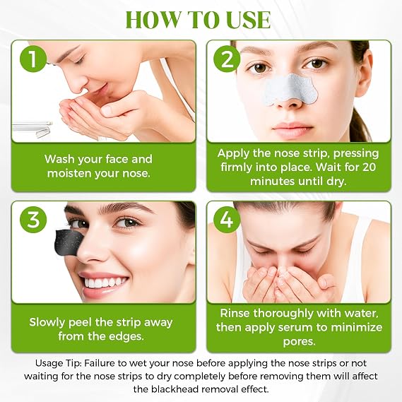 Blackhead Remover Strips, Nose Pores Strips for Strawberry Nose, Absorbs Excess Oil, for All Skin