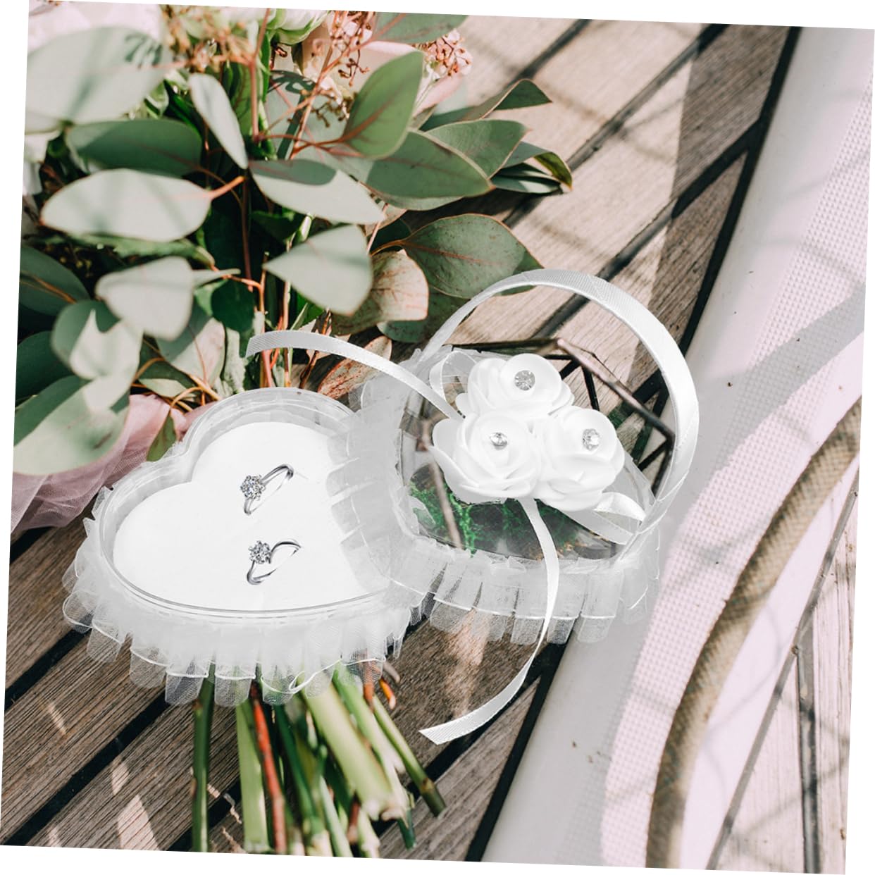 Alipis 10stücke Herzform Hochzeitsringkissen Mit Handgriff Elegante Ringbox Für Trauung Und Verlobung Für Unvergessliche Hochzeitsmomente